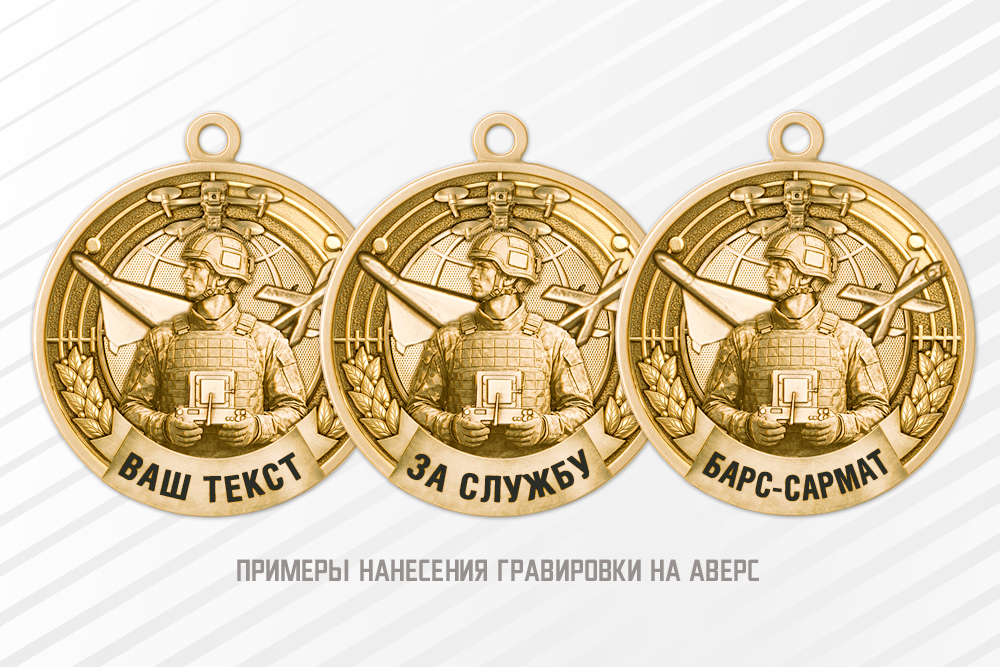 Медаль «За службу в войсках беспилотных систем» с бланком удостоверения, дополнительное фото 1