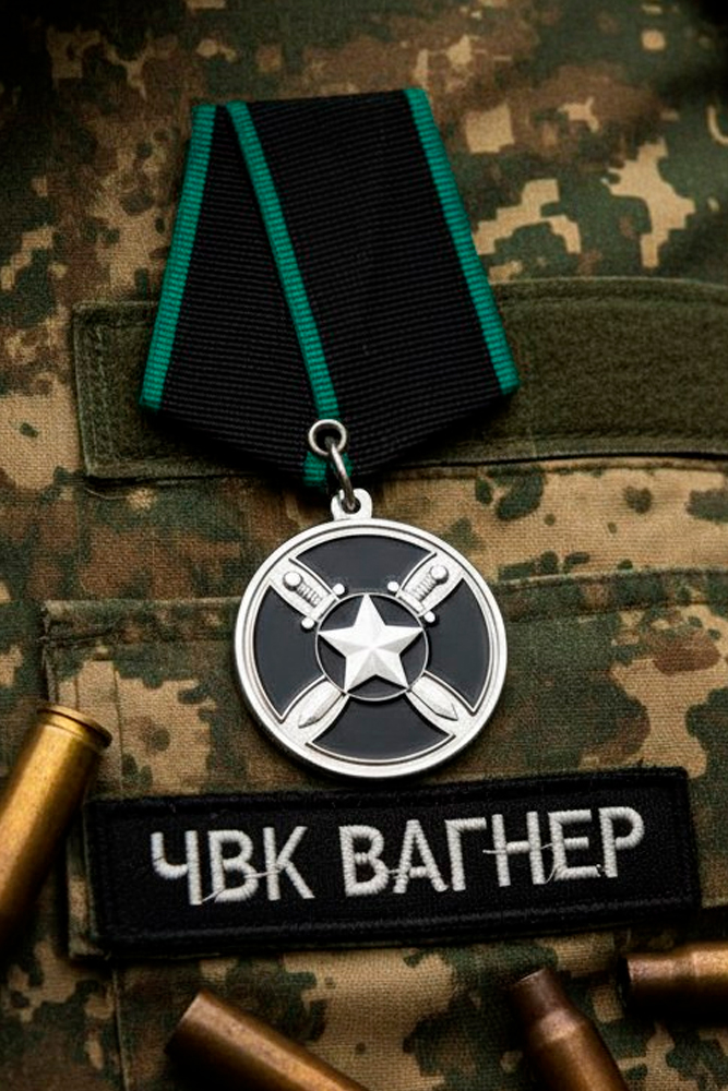 Медаль ЧВК ВАГНЕР «W Проект 42174», муляж, дополнительное фото 1