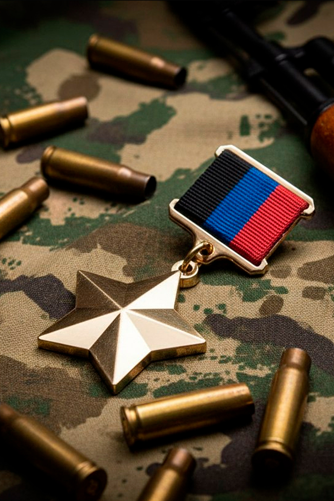 Медаль «Золотая звезда Героя ДНР», муляж, дополнительное фото 1