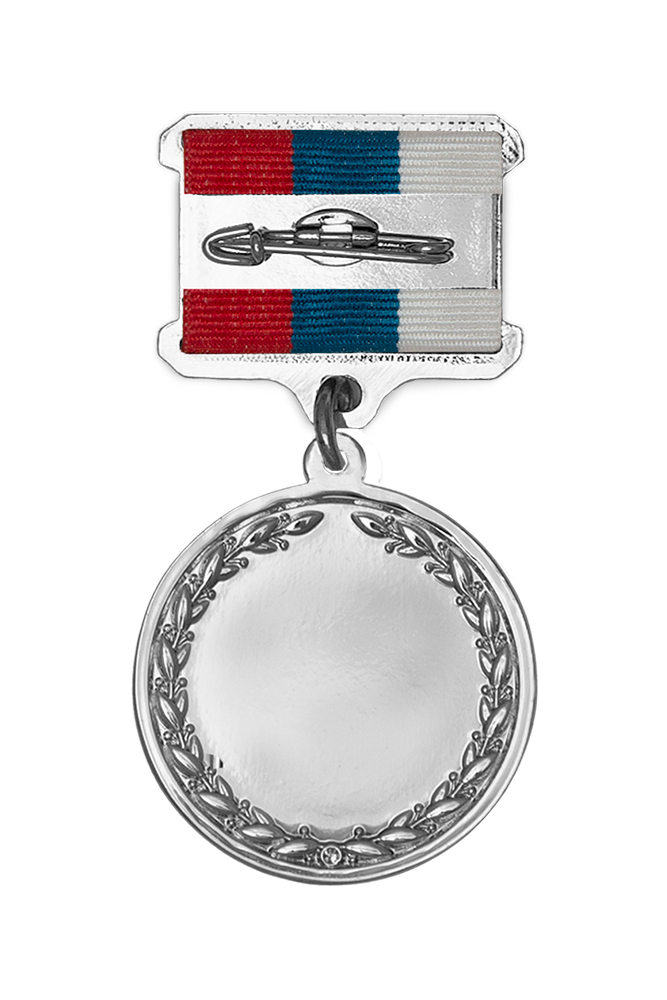 Реверс награды Медаль с гравировкой «315 лет со дня рождения М.В. Ломоносова» с бланком удостоверения
