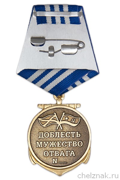 Реверс награды Медаль «Морская пехота» с бланком удостоверения