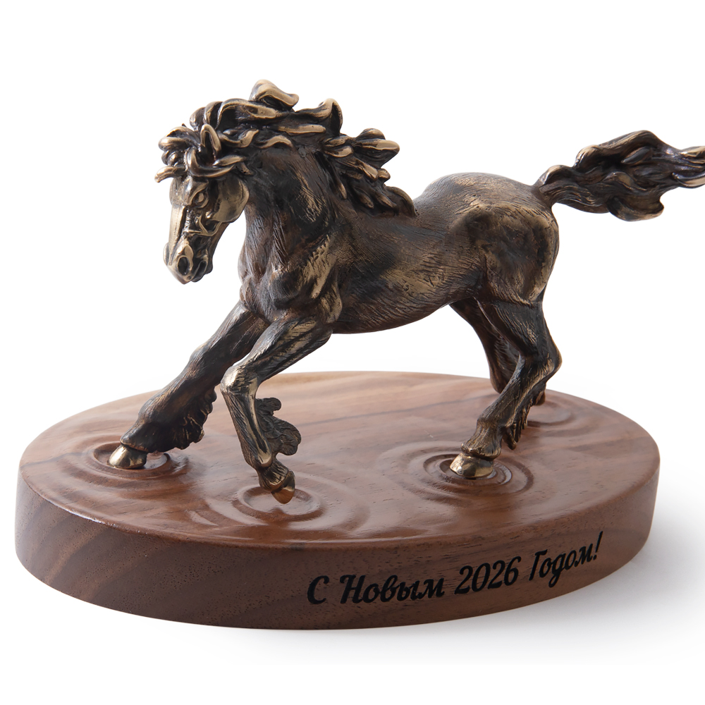 3D фото награды Статуэтка «Лошадь» (латунь, на подставке из ореха) LUX