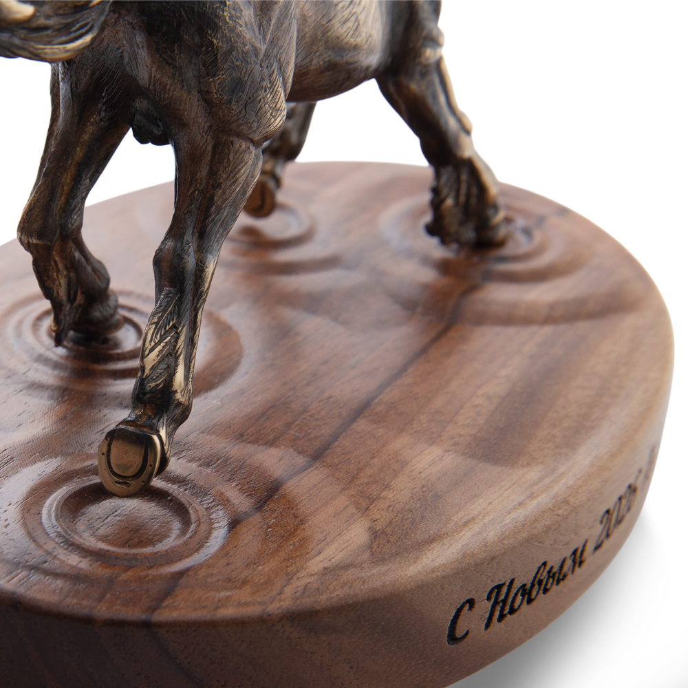 Статуэтка «Лошадь» (латунь, на подставке из ореха) LUX, дополнительное фото 2