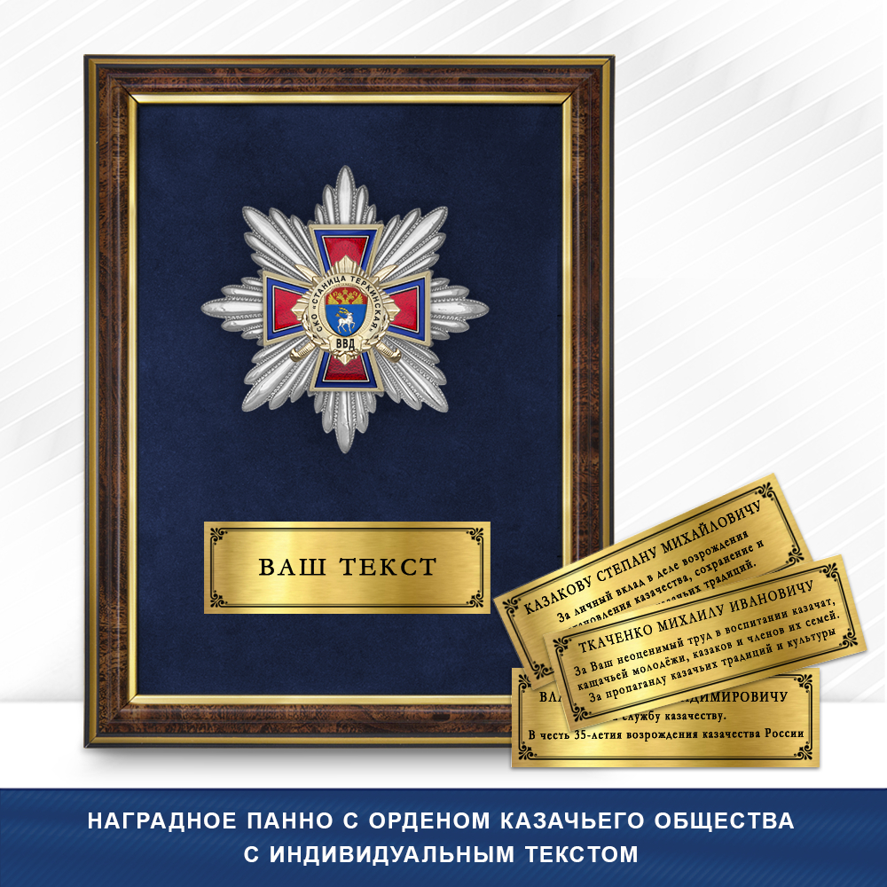 Фото с футляром или панно награды Награды Станичного казачьего общества «Станица Теркинская» ВВД