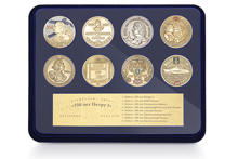 Коллекция из 8 медалей «350 лет Петру I» в футляре