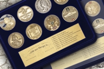 Купить бланк удостоверения Коллекция из 8 медалей «350 лет Петру I» в футляре