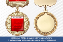 Медаль с нанесением герба Вашего муниципалитета с бланком удостоверения