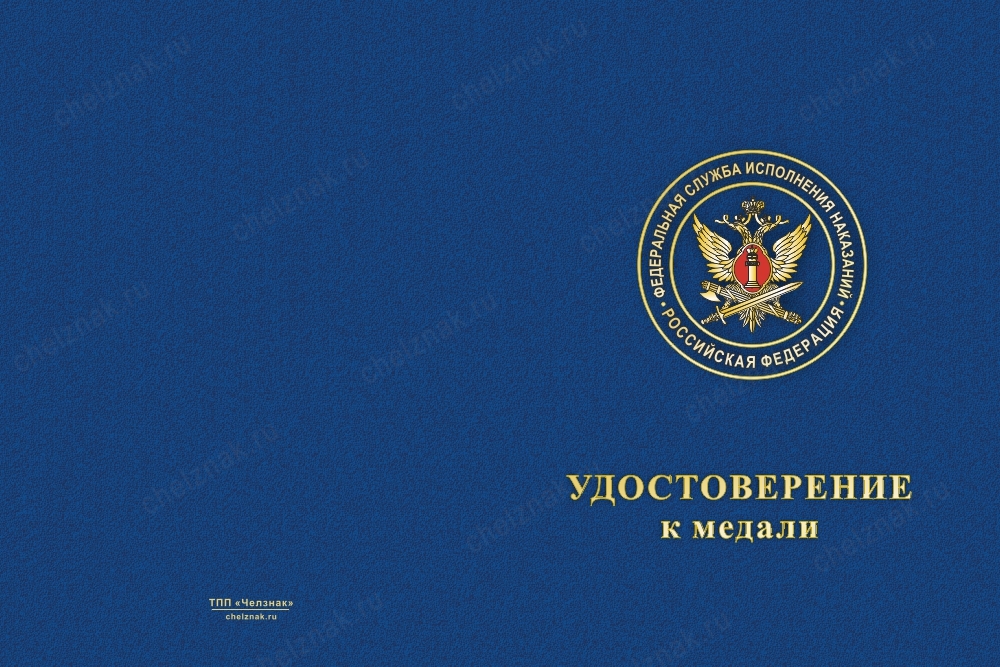 Лицевая сторона награды Медаль «Участнику специальной военной операции ФСИН РФ» с бланком удостоверения