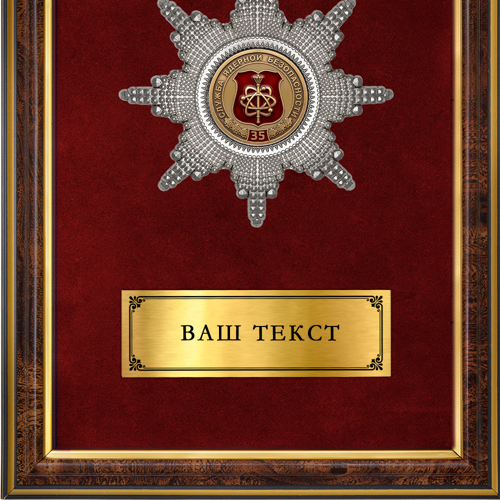 Обратная сторона награды Наградное панно «35 лет службе ядерной безопасности РВСН России»