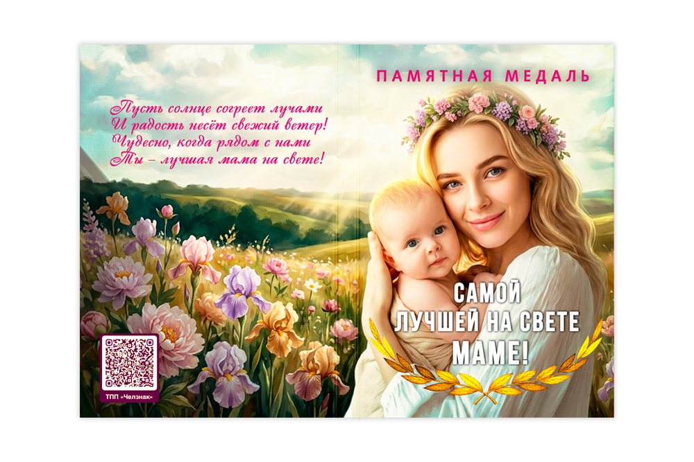 Поздравительная открытка с медалью «Любимой маме», дополнительное фото 1