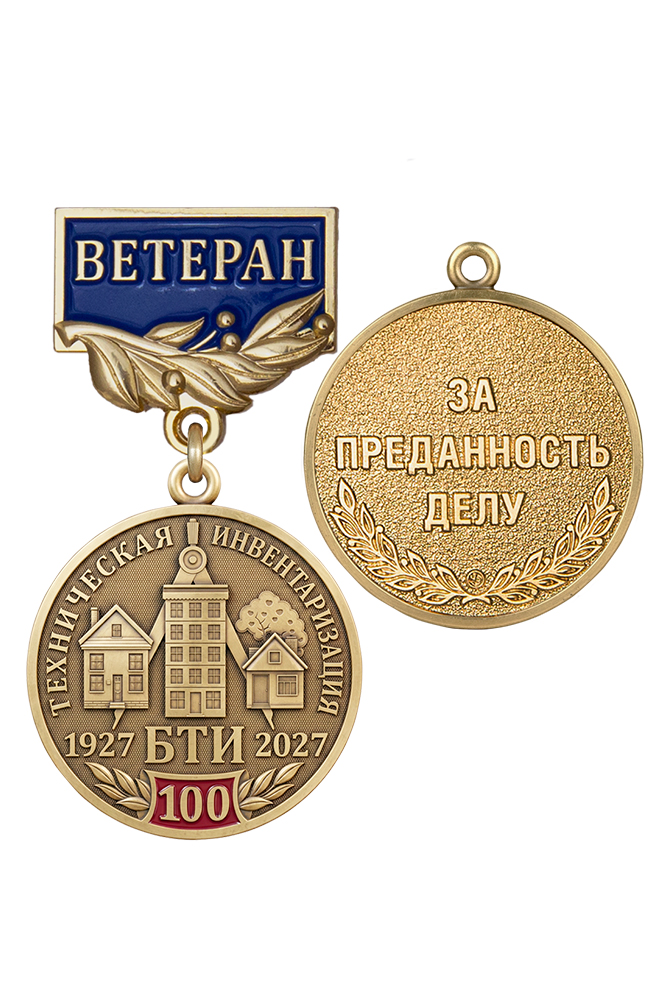 Нагрудный знак «Ветеран технической инвентаризации России (БТИ)» с бланком удостоверения