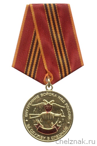 Медаль «За службу в спецназе ВВ МВД России» с бланком удостоверения