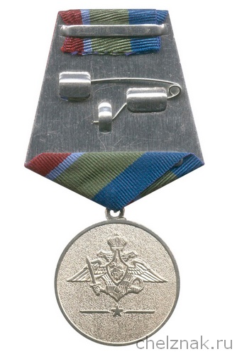 Реверс награды Медаль «95 лет военной связи» с бланком удостоверения