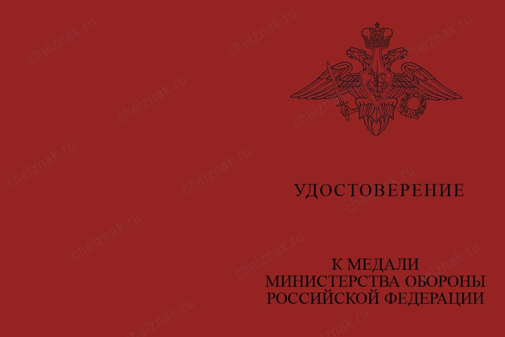 Лицевая сторона награды Медаль МО «Участнику специальной военной операции» с бланком удостоверения