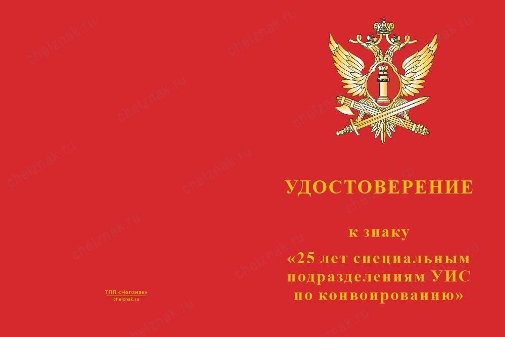 Лицевая сторона награды Знак на колодке «25 лет специальным подразделениям УИС по конвоированию»
