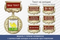 Медаль с гербом города Челябинска с бланком удостоверения