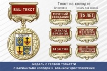 Медаль с гербом города Тольятти Самарской области с бланком удостоверения