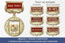 Медаль с гербом города Ставрополя с бланком удостоверения