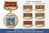 Медаль с гербом города Белгорода с бланком удостоверения