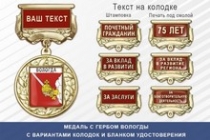 Медаль с гербом города Вологды с бланком удостоверения