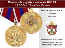 Медаль «За службу в Спецназе. ВСН "Барс"» с бланком удостоверения