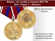Медаль «За службу в Спецназе. ВСН "Радон"» с бланком удостоверения