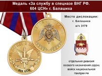 Медаль «За службу в Спецназе. 604 ЦСН» с бланком удостоверения
