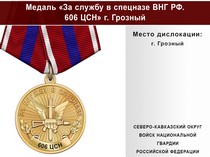 Медаль «За службу в Спецназе. 606 ЦСН» с бланком удостоверения