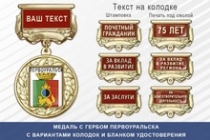 Медаль с гербом города Первоуральска Свердловской области с бланком удостоверения