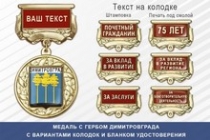 Медаль с гербом города Димитровграда Ульяновской области с бланком удостоверения