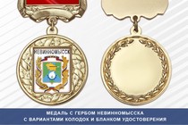 Медаль с гербом города Невинномысска Ставропольского края с бланком удостоверения