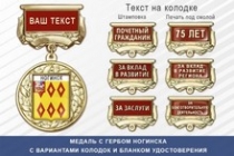 Медаль с гербом города Ногинска Московской области с бланком удостоверения