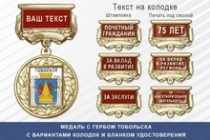 Медаль с гербом города Тобольска Тюменской области с бланком удостоверения