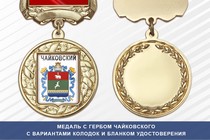 Медаль с гербом города Чайковского Пермского края с бланком удостоверения