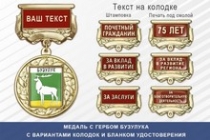 Медаль с гербом города Бузулука Оренбургской области с бланком удостоверения