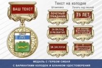 Медаль с гербом города Сибая Республики Башкортостан с бланком удостоверения