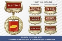 Медаль с гербом города Шуи Ивановской области с бланком удостоверения