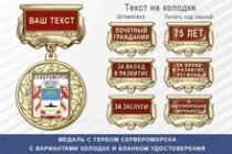 Медаль с гербом города Сервероморска Мурманской области с бланком удостоверения