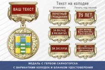 Медаль с гербом города Саяногорска Республики Хакасия с бланком удостоверения