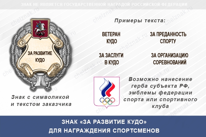 Знак «Лучший кудоист» с бланком удостоверения, дополнительное фото 2