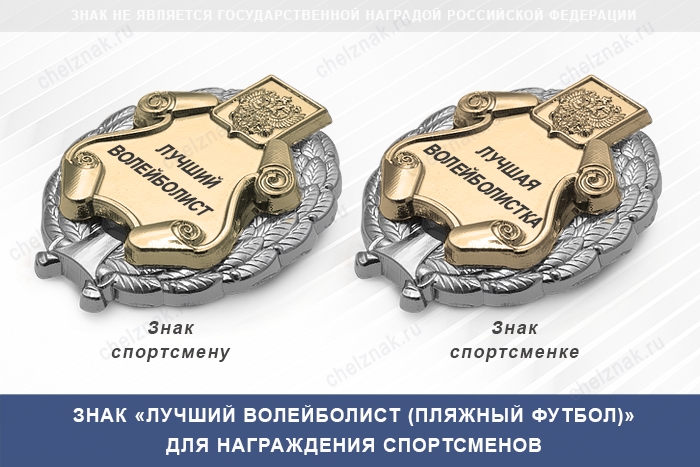 3D фото награды Знак «Лучший волейболист (пляжный волейбол)» с бланком удостоверения