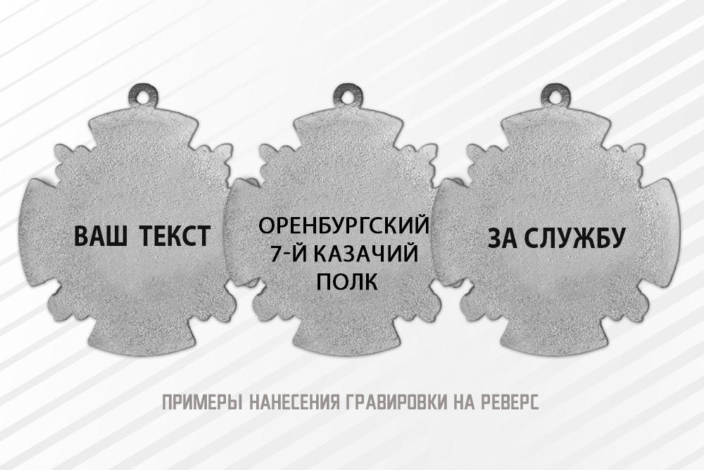 Лицевая сторона награды Знак «450 лет Оренбургскому казачьему войску» с бланком удостоверения