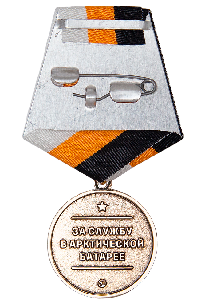 Реверс награды Медаль «За службу в арктической батарее» с бланком удостоверения