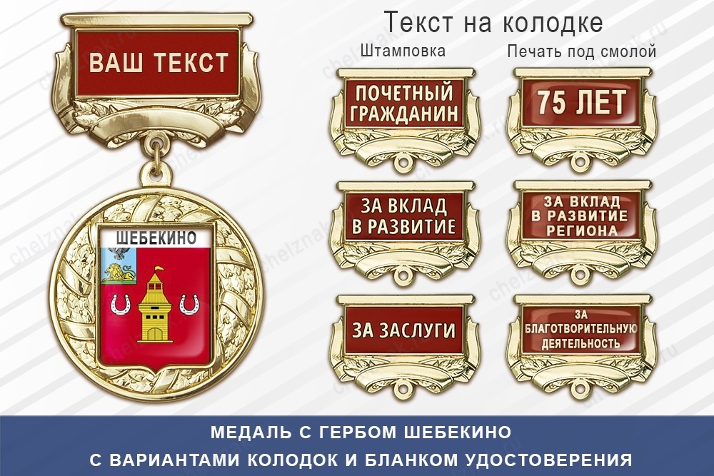 Медаль с гербом города Шебекино Белгородской области с бланком удостоверения, дополнительное фото 1