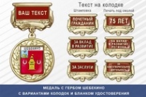 Медаль с гербом города Шебекино Белгородской области с бланком удостоверения