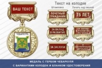 Медаль с гербом города Чебаркуля Челябинской области с бланком удостоверения
