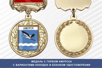 Медаль с гербом города Амурска Хабаровского края с бланком удостоверения