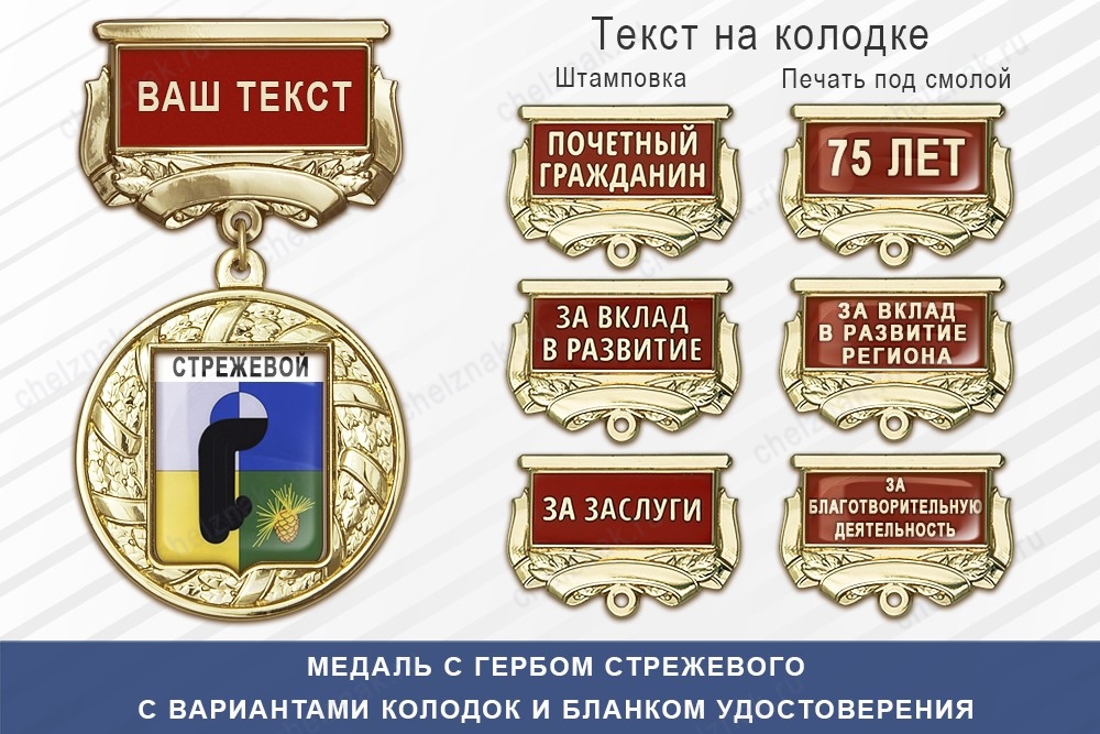 Медаль с гербом города Стрежевого Томской области с бланком удостоверения, дополнительное фото 1