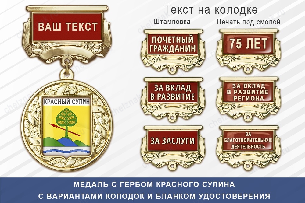 Медаль с гербом города Красного Сулина Ростовской области с бланком удостоверения, дополнительное фото 1
