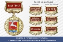 Медаль с гербом города Южноуральска Челябинской области с бланком удостоверения
